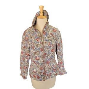 Floral Paisley Zip Jacket Full Hoodie Silk Lined Jacket Blazer